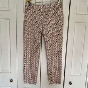 Akris Punto Blue and Red Ankle Cropped Pants with Geometric Design